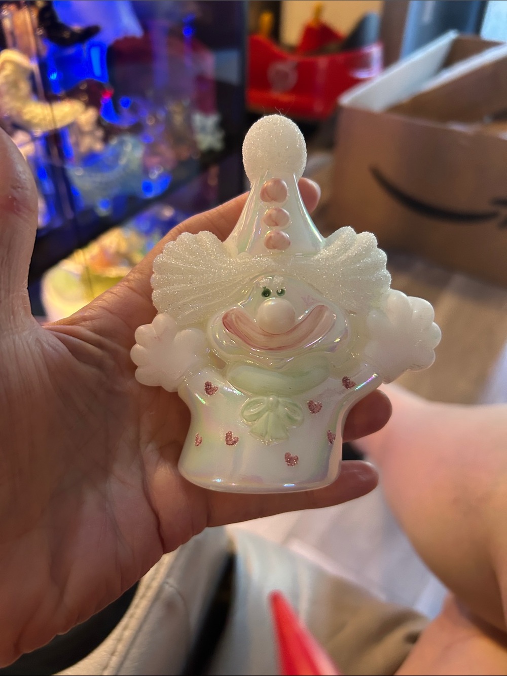 Iridescent White Clown Figurine Home Accent